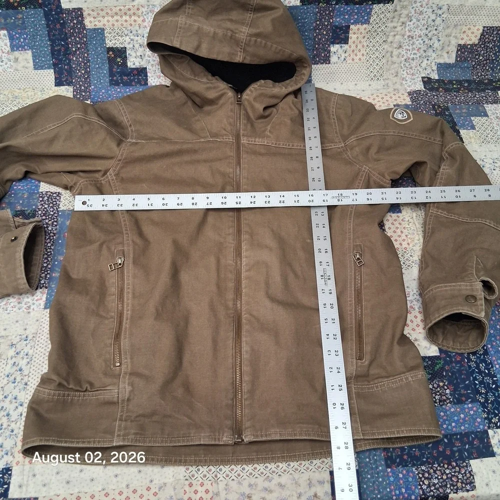 KUHL The Law Hoody Mens Size Large Brown Canvas Fleece Lined Work Jacket 7385